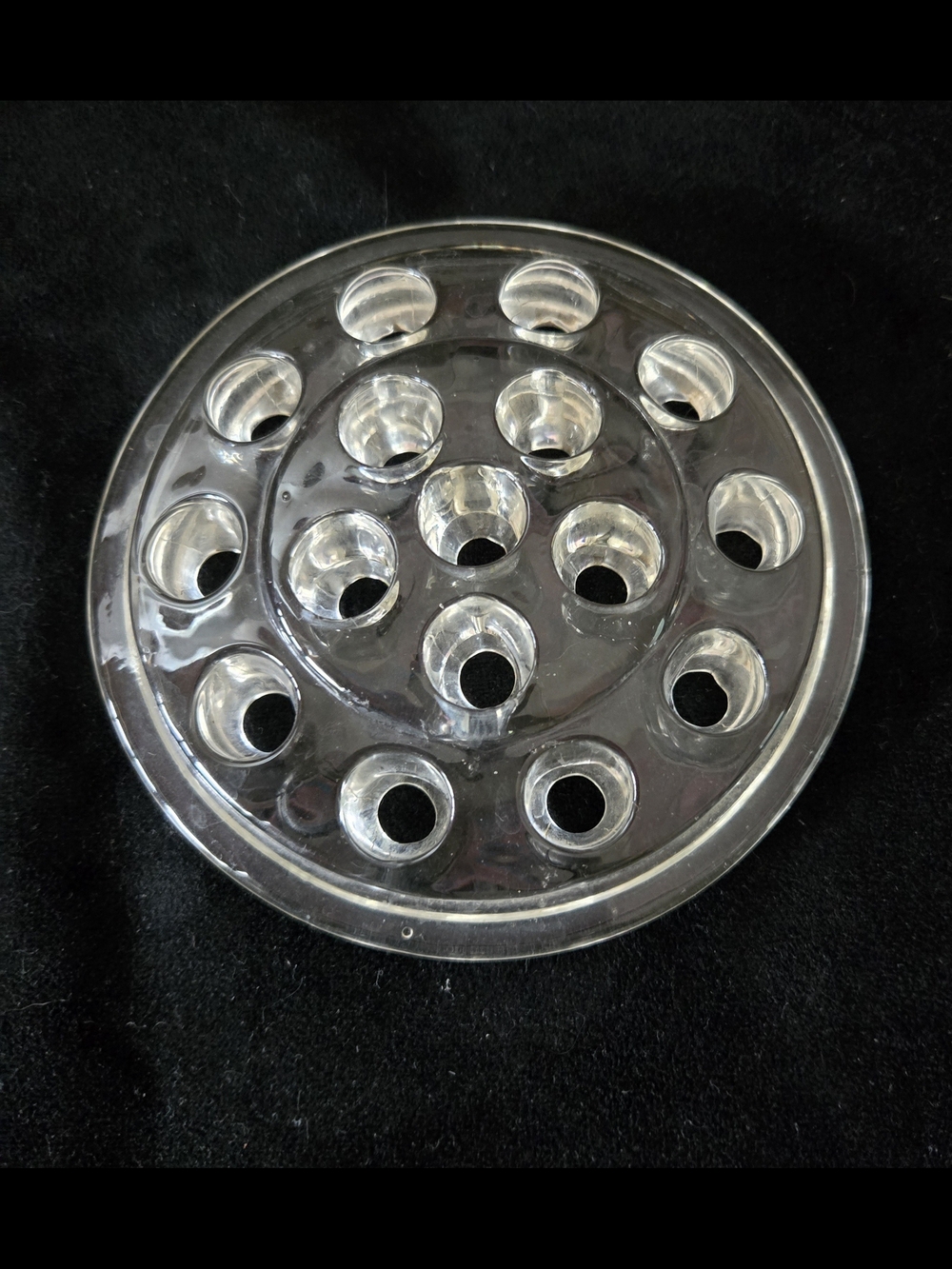 Clear Glass Flower Frog Vase Insert - Round 16-hole Design, 5"